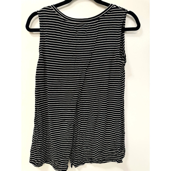 Old Navy Black White Striped Vent Back Small Tank Top - Picture 2 of 5